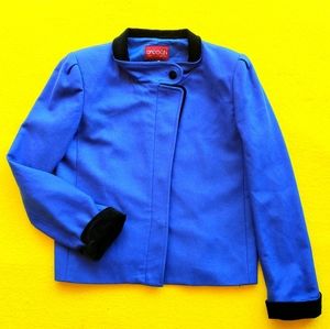 Vintage 80s Sasson Wool and Velvet Blazer Jacket